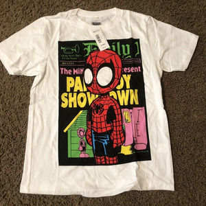 Box Lunch Marvel White T Shirt Spider-Man Kids Medium R2